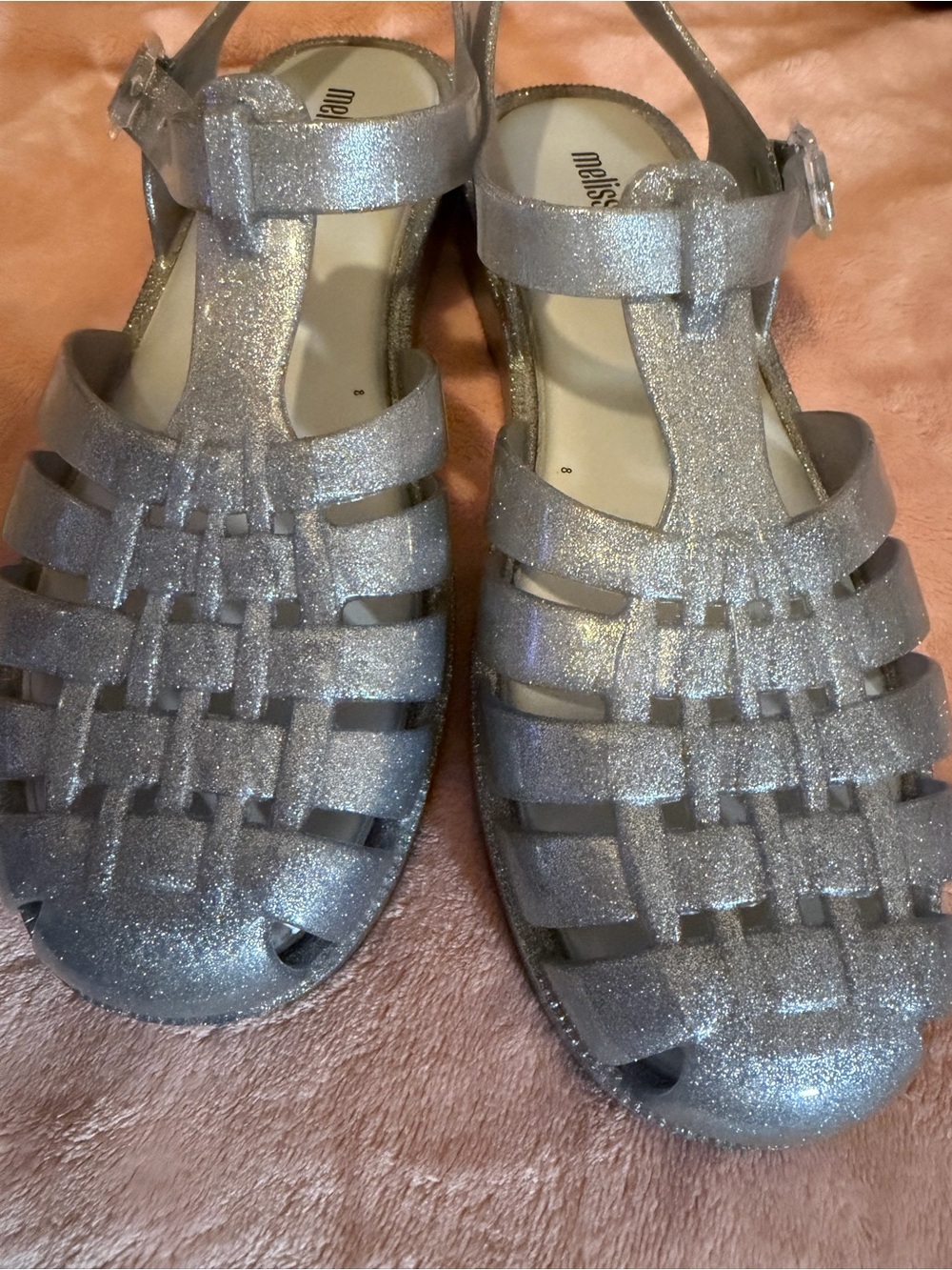 Melissa Glitter Jelly Sandals - Silver Sparkle